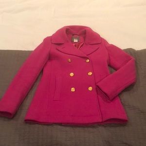 Jcrew hot pink pea coat